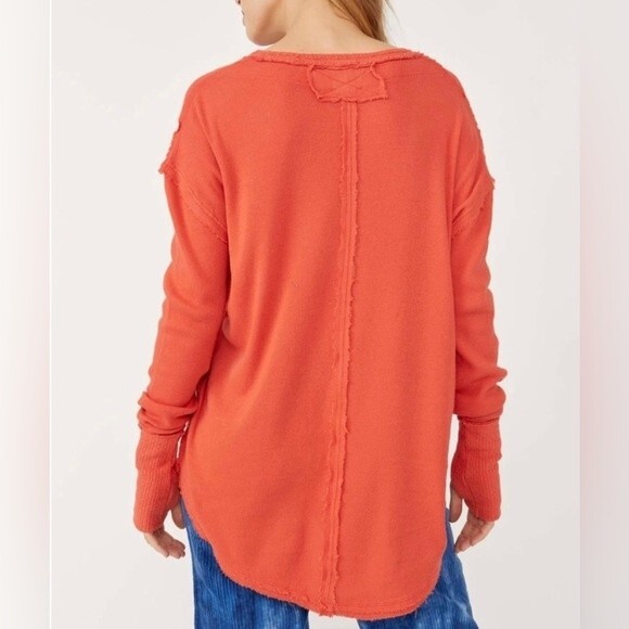 Free People Colby Lipgloss Orange Long Sleeve Shirt 
Size Medium NWT - Picture 8 of 8
